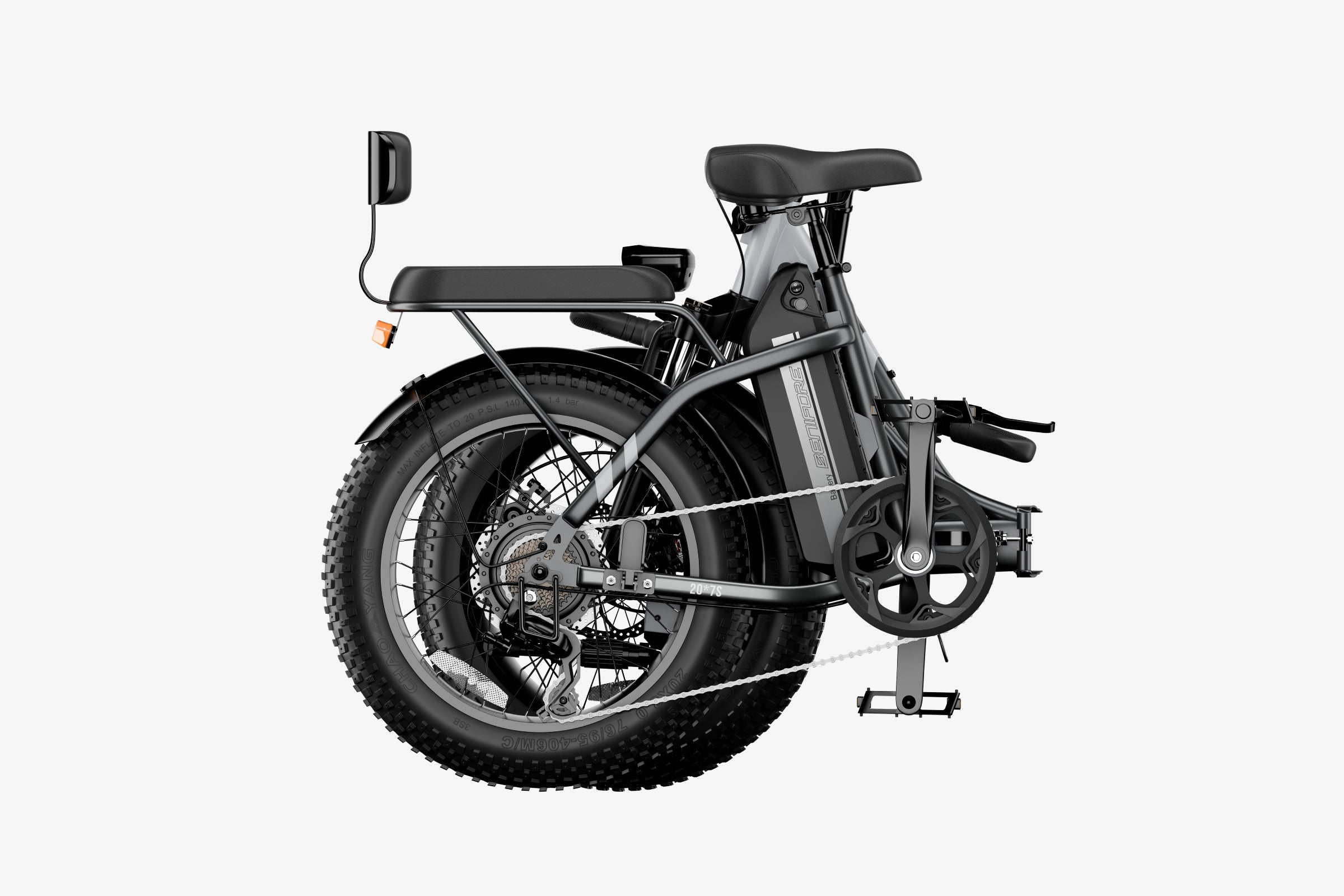 luckeep c23 folding ebike with kid seat in a compact folded state