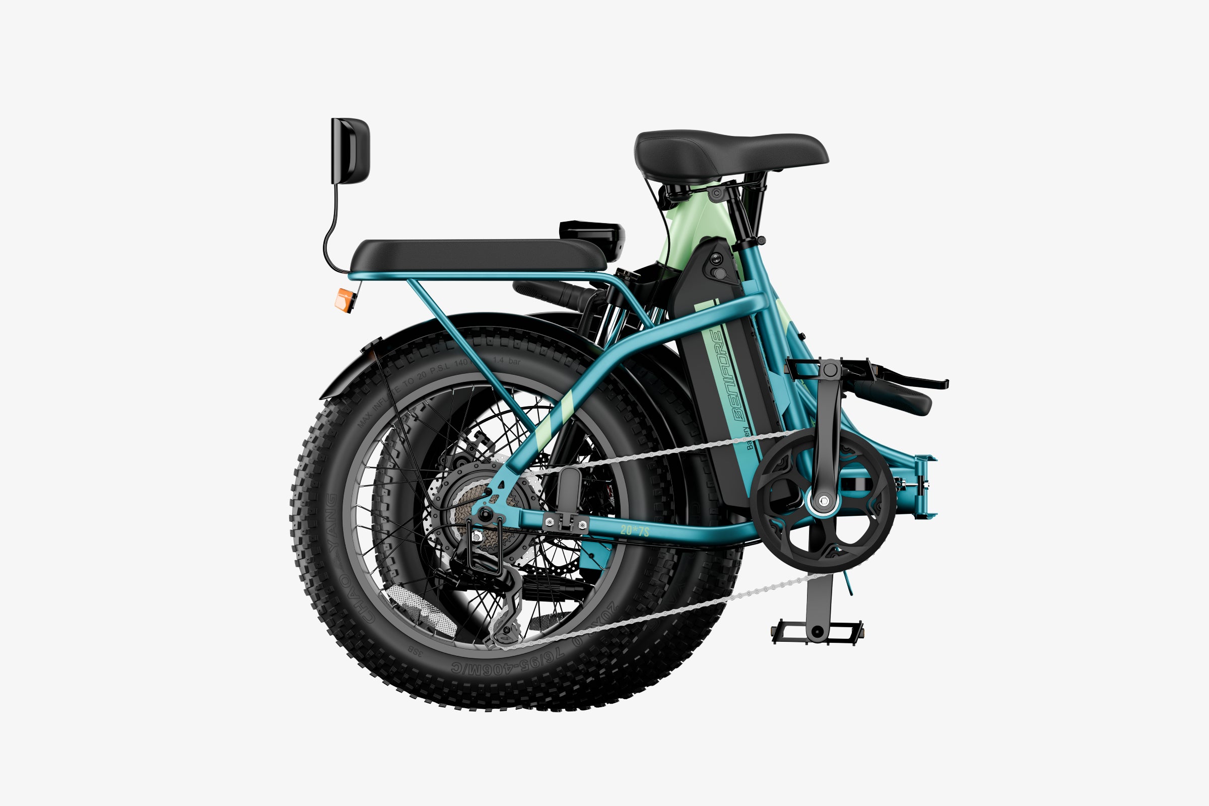 luckeep c23 folding ebike with kid seat in a compact folded state