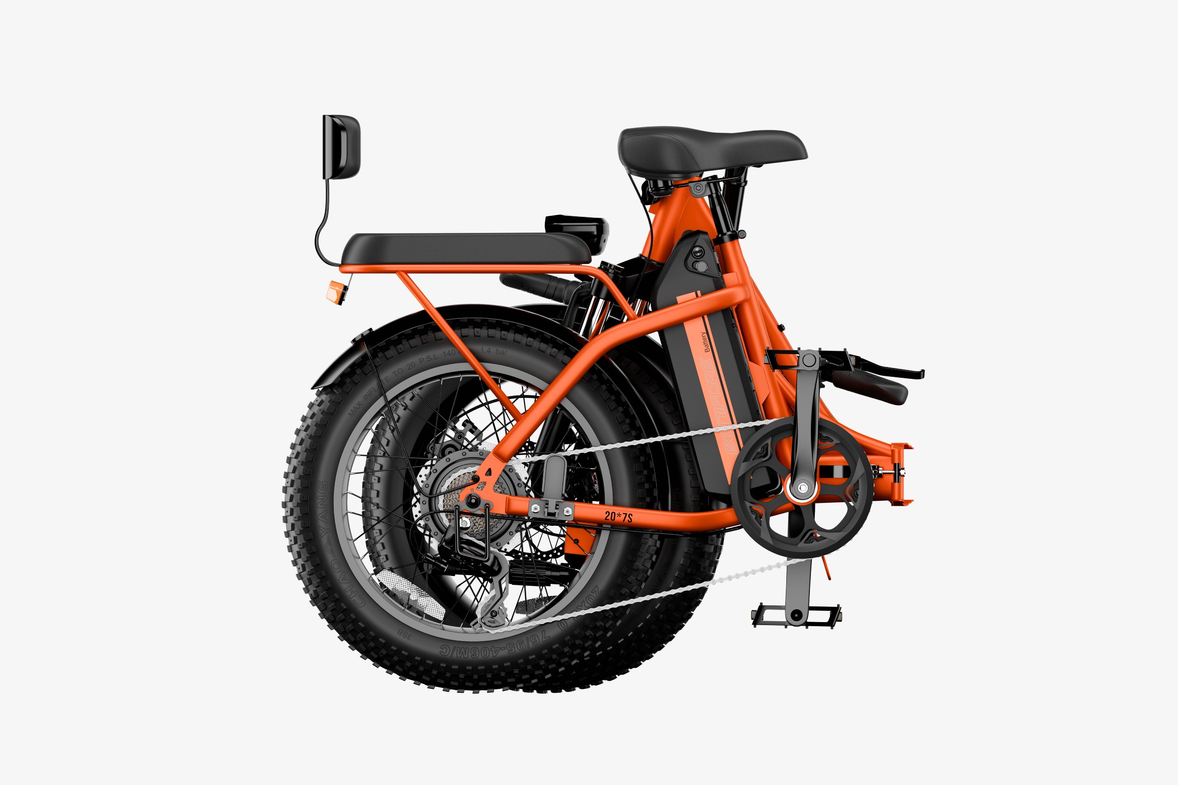 luckeep c23 folding ebike with kid seat in a compact folded state