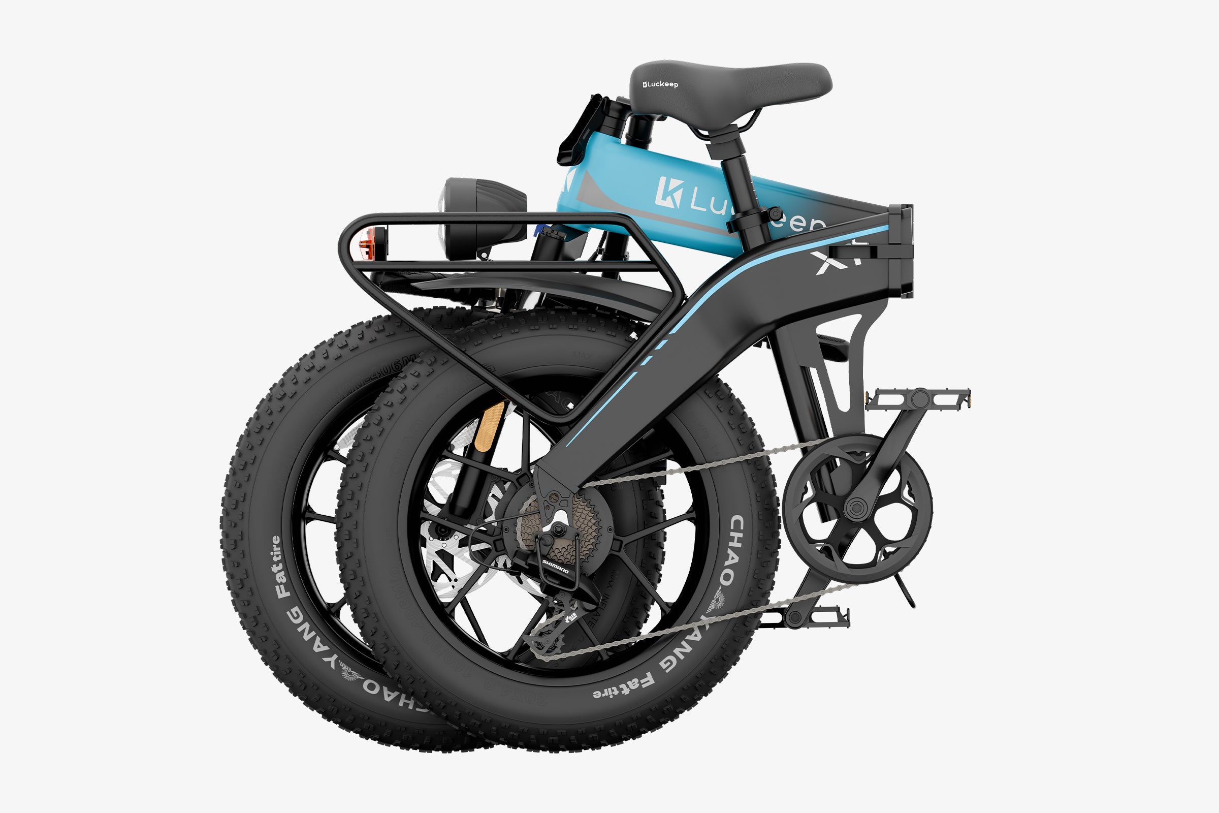 luckeep x1 folding fat tire ebike in a compact folded state