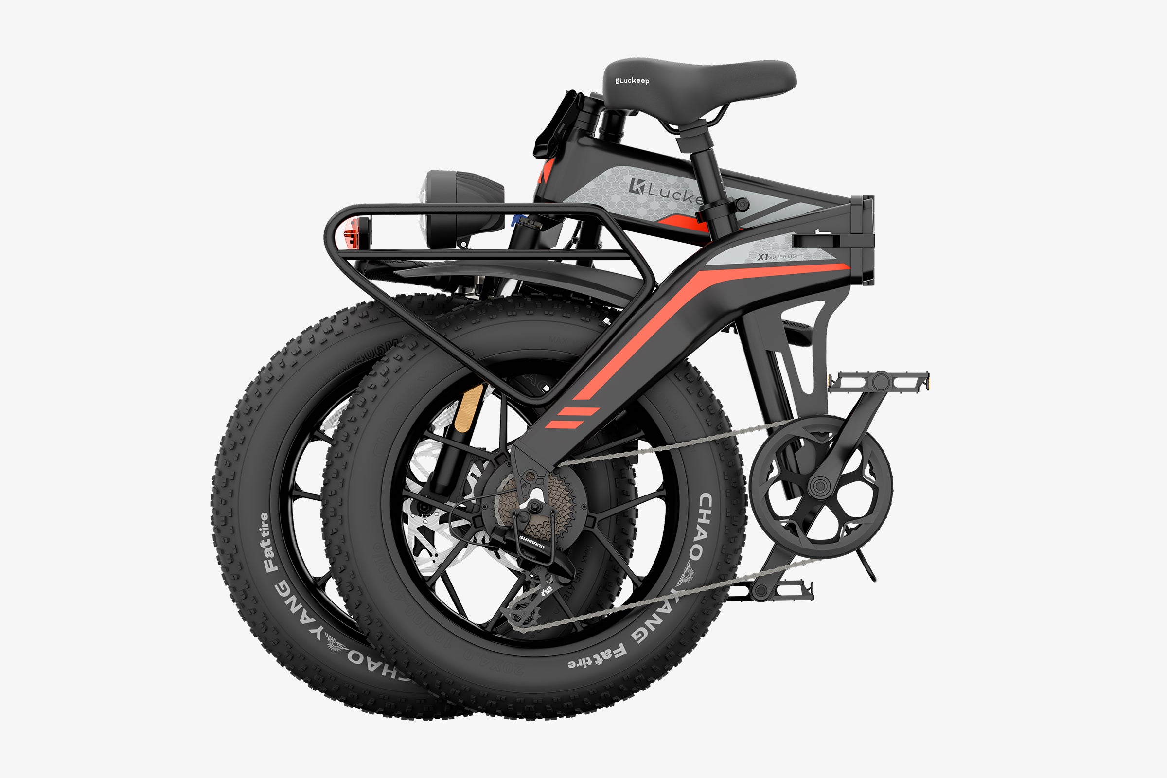 luckeep x1 folding fat tire ebike in a compact folded state